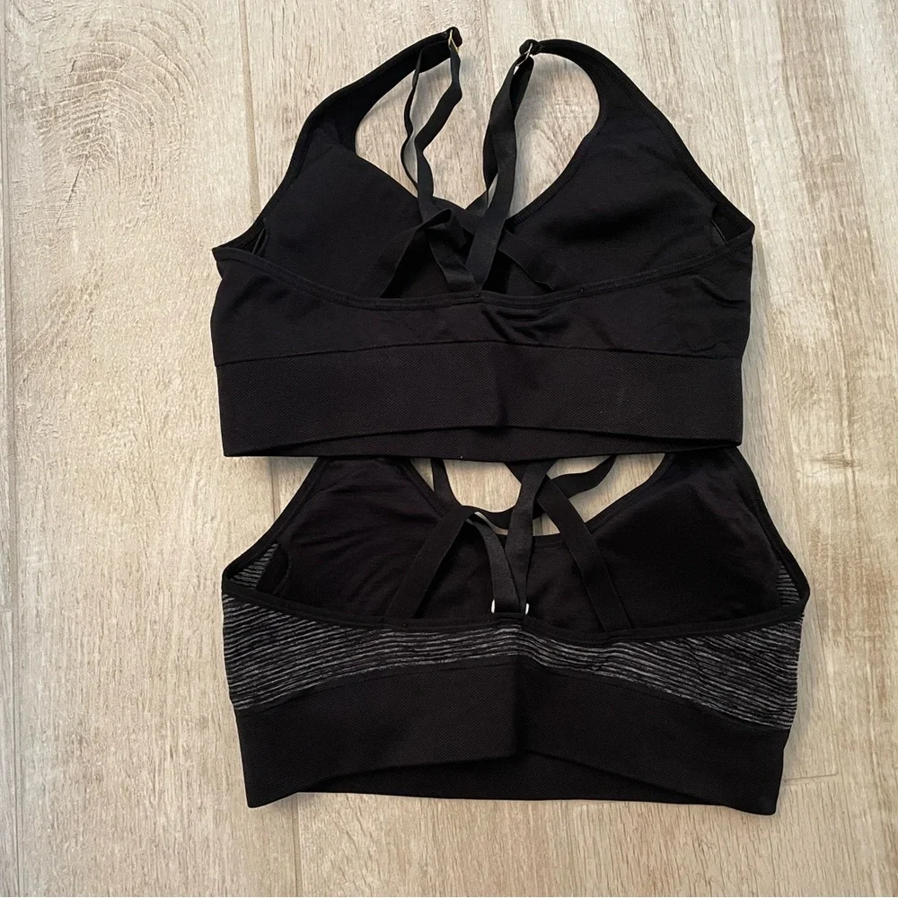 Puma Women’s Black & Black Stripe Padded Sports Bra, Size M - Picture 5 of 6